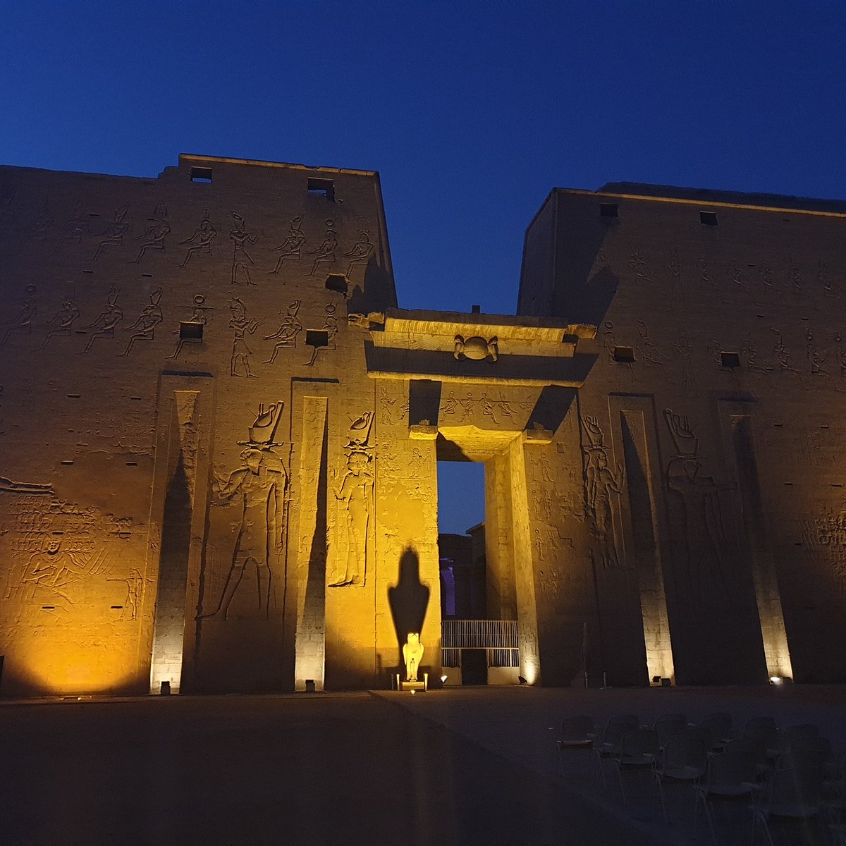 Monumental pylon at the entrance of Edfu Temple