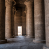 Massive columns inside the hypostyle hall of Edfu Temple