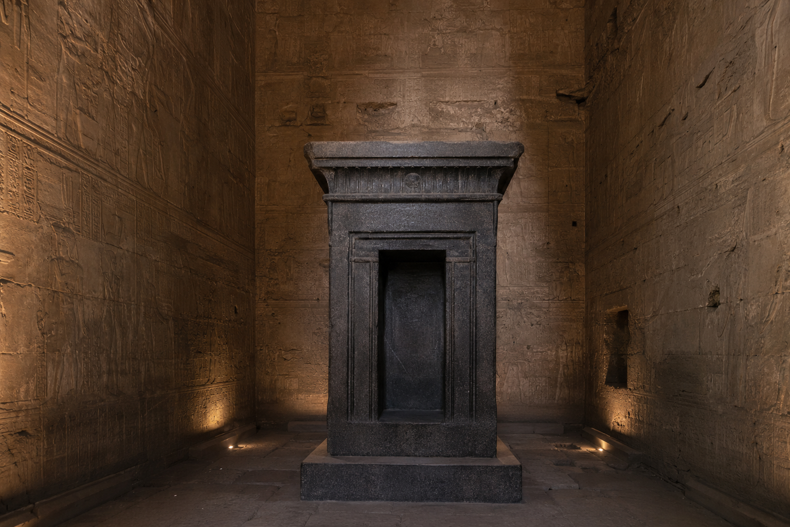 Granite naos inside the sanctuary of Edfu Temple