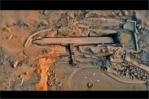 Aerial view of the Unfinished Obelisk and surrounding Aswan quarry