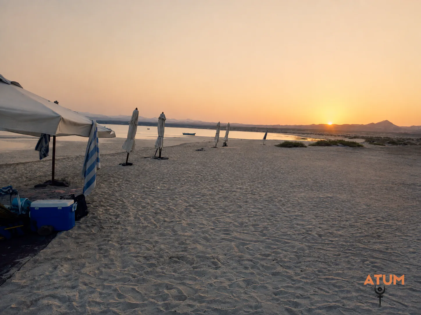 Beach at sunset on the Red Sea coast near Hurghada