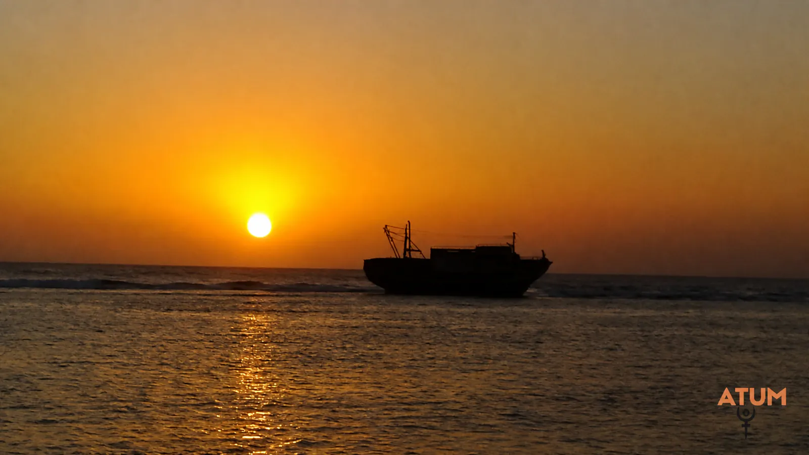Fishing boat at sunset on the Red Sea